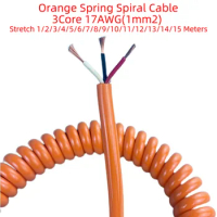 Orange Spring Spiral Cable 3Core 17AWG 1mm2 Telescopic Wire Stretch 1/2/3/4/5/6/8/15 Meter Stretchable Wire Shrinkable Cable