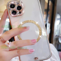 Metal Glitter powder Ring for Magsafe Wireless Charger Iron Sheet Sticker Car Phone Holder Magnet Patch for IPhone 12 13/Pro/Max