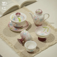 Koleksi Teh Arita Ware, Dari Seni Oriental, Peony Dicelup Embun Merah Jambu Dalam, Lukisan Tangan,