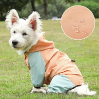 Can Pull A Small Dog Four-legged Raincoat Waterproof All-inclusive Even Foot Small Dog Raincoat Than Bear Teddy Pet Clothes
