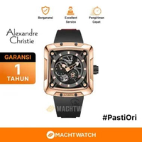 Jam Tangan Pria Alexandre Christie AC 3030 GA RBRBA Men Automatic Black Dial Black Rubber Strap