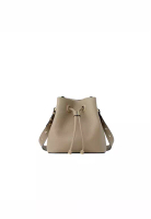 FION Cube Drawstring Leather Bucket Bag