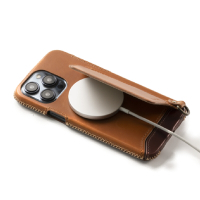 【n max n 台灣設計品牌】iPhone15 Pro 經典系列 - 磁吸站立卡袋手機皮革套 - 古銅棕