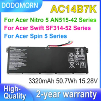 DODOMORN AC14B7K Laptop Battery For Acer Spin 5 For Acer Swift SF314-52 For Acer Nitro 5 AN515-42 Series 15.28V 50.7Wh 3320mAh