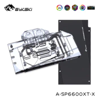 Bykski Watercooler For Sapphire RX6600,Dataland RX 6600XT Graphics Card,With Back Plate ,Full Cover Water Block, A-SP6600XT-X