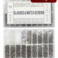 1000Pcs/set Eye Glass Repair Kit Include M1/M1.2/M1.4/M1.6 Screws,Nose Pads,Mini Washer for Eyeglass, Sunglass, Spectacles Watch
