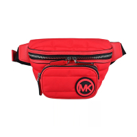 MK MICHAEL KORS BROOKLYN字母圓標LOGO絎縫設計尼龍拉練胸腰包(紅)