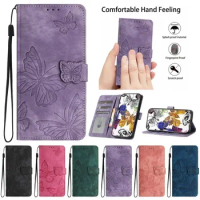 Note 20 Ultra 5G Case 3D Butterfly Matte Leather Wallet Case For Samsung Galaxy Note 20 Ultra Note 10 Plus 9 8 Flip Phone Cover