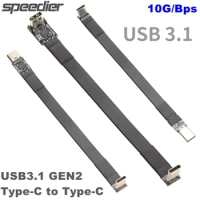 USB 3.1 Flat Data Flexible Soft Extension Cable Type C Male To Type-C Female Thin Short Ribbon Adapter Gen2 10G Full Speed USB-C