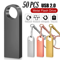 50PCS/Lot Free Custom Logo Metal USB Flash Drive 2GB Pen Drive 8GB 16G 32GB USB Memory Stick 2.0 Flash Drive 64GB Memoria U Disk