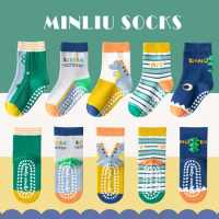 5 Pairs Children's Cotton Socks 1-12Ys Mid-tube Dispensing Floor Socks Playground Non-slip Socks Trampoline Socks Toddler Socks
