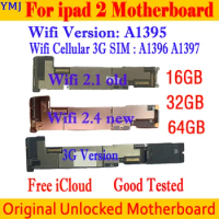 Wifi Version 2.1 2.4 For iPad 2 Motherboard Original For IPad 2 WIFI Cellular 3G Unlocked Mainboard With IOS System 16GB/32GB