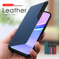 Smart View Magnetic Leather Flip Case For SamsungA25 Samsung Galaxy A 55 35 25 15 A55 A35 A15 5G 2024 Book Stand Coque Cover