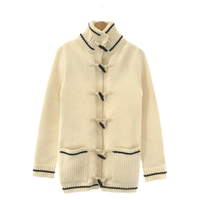 【二手名牌BRAND OFF】Dior 迪奧 米白色 喀什米爾 羊毛 針織 排扣 高領 大衣 #32