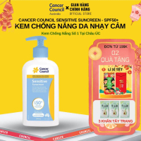 Kem Chống Nắng Cancer Council Sensitive SPF50+/PA++++ 200ml Dành Cho Da Nhạy Cảm, Thẩm Thấu Nhanh, K