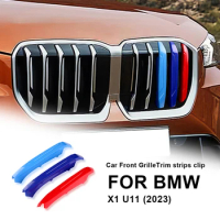 For BMW X1 U11 2023 ABS Car Front Grille Stripes Covers Grid Strips Clips Trim cover Car Accessories
