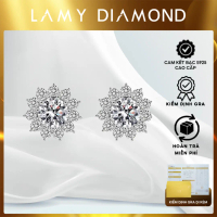 Khuyên tai đính đá Moissanite 0.8 Carat Stone Flower DE026 - Trang sức cao cấp