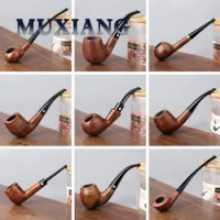Solid Wood Pipe Handmade Tobacco Pipe Portable Smoking Pipe Vintage Bent Smoke Pipe Accessory