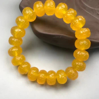 Old Yellow Agate Ruyi Back Dragon Pattern Abacus Beads Natural Single Ring Bracelet