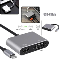 2in1 Type-C to HDMI-compatible 4K VGA USB C 3.0 Hub Adapter for MacBook Nintendo Samsung S9 Dex Huawei P20 Xioami 10 TV Dongle