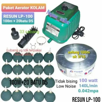 PAKET AERATOR KOLAM RESUN LP-100. Power 100w, 140L/min, 0.042mpa, 33 output. Untuk Kolam bioflok pet