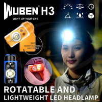 【錸特光電】WUBEN H3 超輕量 兒童 專用 戶外推薦 高防水 360旋轉 小孩 頭燈 帽燈胸燈紅藍光4號AAA電池