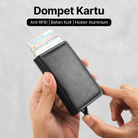 MALAKU MALL Dompet Kartu Anti RFID Bahan Kulit dengan Holder Aluminium - KB-005