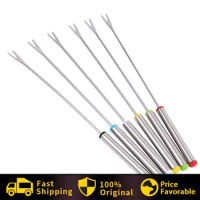 Set Stainless Steel Chocolate Fork Cheese Pot Hot Forks Fruit Dessert Fork Fondue Fusion Skewer Kitchen Tools