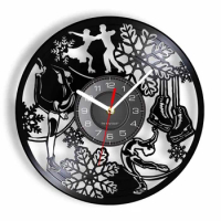 Figure Ice Skating Vinyl Record Wall Clock Skater Skating Winter Individual Sports Home Decor Rinker Gift Watch for Woman Men