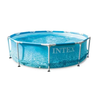 INTEX 28206 10' X 30" Metal Frame Pool Family Round Steel Above Ground Swimming Metal Frame Pool
