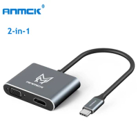 Anmck USB C HDMI VGA Adapter For Laptops MacBook Pro/Air Docking Station Type C to HDMI Cable 4K Converter Usb C Hub Splitter