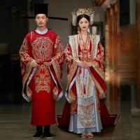 Ming Dynasty Hanfu Wedding Robe Dress High Quality Couple Wedding Gown Costume for Oversea Chinese Celebration Men and Women