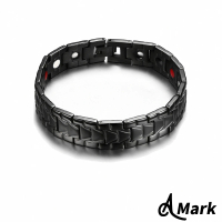 【A MARK】個性幾何梯形設計鑲嵌能量磁石316L鈦鋼手鍊(鈦鋼手鍊 磁石手鍊 梯形手鍊)