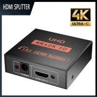 HDMI Splitter 1 In 2  Out with Powered Signal Amplifier 4K/1080 / HDMI Audio Extractor Splitter