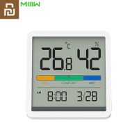 New Miiiw Temperature And Humidity Clock Home Indoor High-Precision Baby Room C/F Temperature Monitor 3.34inch Big LCD Screen