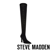STEVE MADDEN-SERENE 麂皮尖頭高跟過膝長靴-黑色