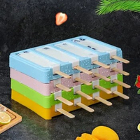 Square Ellipse Food Grade Ice Cream Popsicle Mold High Quality Easy Demoulding Ice Making Kit With Lid Baby Food Kitchen Tools