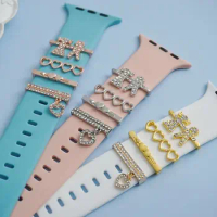 Metal Charms Watch Band Ornament Creative Loving Heart Decorative Ring Smart Watch Strap Accessories for Apple Watch Band