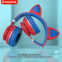 Foldable Head-mounted Luminous Cat Ear 5.0 Wireless Headset Ear Wireless Headphones Blutooth Earphone Accessories With Mic