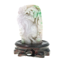 【喜緣玉品】天然春帶彩翡翠聚寶貔貅擺件(直)