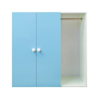 【南亞塑鋼】防水3尺二門一格組合式塑鋼衣櫃/雙吊桿塑鋼收納衣櫃(白色+粉藍色)