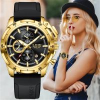 LIGE 2023 New Silicone Watches For Women Fashion Waterproof Sport Chronograph Quartz Watch Ladies Top Brand Luxury Women Watch