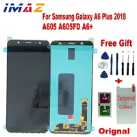 IMAZ Orignal AMOLED 6.0" LCD For Samsung Galaxy A6 Plus 2018 A605 A605F LCD Display Touch Screen Digitizer Assembly For A6+ LCD