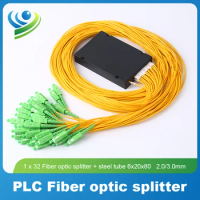 High Quality 1x32 PLC Fiber Optic Splitter 1.5M Yellow Jacket Fiber Optic 3.0mm Single Mode Connector
