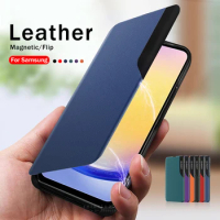 Smart Side View Flip Leather Case For Samsung Galaxy A25 5G Magnetic Book Stand Coque Samsang Sumsung A 05 s 15 25 35 55 5G 2024