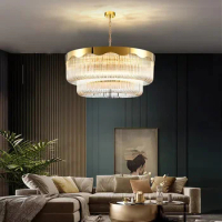 Gold Ceiling Lamparas New Postmodern LED Round Glass Luxury Hanging Lamp Home Decor Lights Fixture for Living Room Lustre