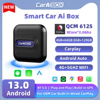 CarAiBOX Wireless CarPlay Android auto Qualcomm 6125 8-Core Car Ai Box Android 13.0 Mini Ai Box Built-in Play Store