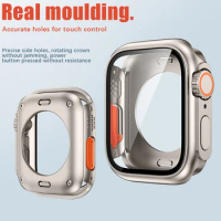 For Apple Watch 45mm 44mm Change To Ultra 360 Full Protector Case Tempered Glass Screen Protector IWatch Series 8 7 6 SE 5 40 41
