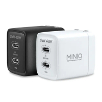 【MINIQ】40W氮化鎵GaN 雙Type-C充電器 PD+QC急速充電組(2C/內附充電線/台灣製)