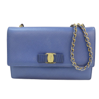 【二手名牌BRAND OFF】Salvatore Ferragamo 費拉格慕【再降價】紫色 牛皮 肩背包 鍊帶